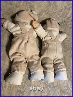 Vintage Pair Cabbage Patch Twin Dolls Blue Eyes One withPacifier
