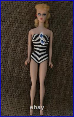 Vintage Ponytail Barbie Blonde #5 Doll Swimsuit Glasses Blonde Hair