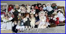 Vintage Porcelain Dolls Lot Of 34 From 1990's Assorted Collector Dolls