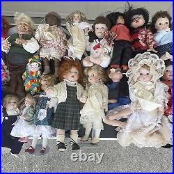 Vintage Porcelain Dolls Lot Of 34 From 1990's Assorted Collector Dolls