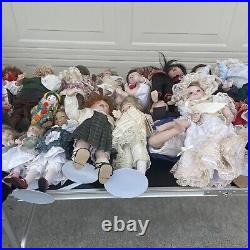 Vintage Porcelain Dolls Lot Of 34 From 1990's Assorted Collector Dolls