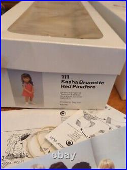 Vintage Sasha Doll lot. 2 Dolls & Original box. 111 Brunette Pinafore