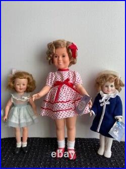 Vintage Shirley Temple Dolls by IDEAL Lot of 3 1957, 1972 & 1982 Dolls