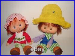 Vintage Strawberry Shortcake Herself & Huckleberry Pie Big Head Vinyl Doll Lot