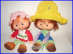 Vintage Strawberry Shortcake Herself & Huckleberry Pie Big Head Vinyl Doll Lot