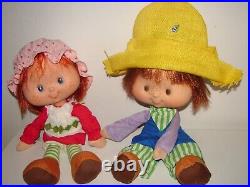 Vintage Strawberry Shortcake Herself & Huckleberry Pie Big Head Vinyl Doll Lot