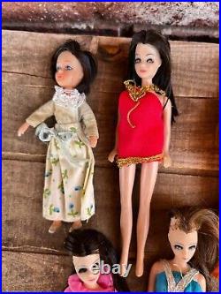 Vintage Topper Dawn and her Friends Doll Case + 9 Dolls + Great Condition +