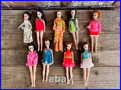 Vintage Topper Dawn and her Friends Doll Case + 9 Dolls + Great Condition +