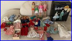 Vtg 1960s Barbie Lot Barbie Ken Midge Francie Barbie Clothes Lot & Barbie Box