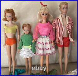 Vtg 1960s Barbie Lot Barbie Ken Midge Francie Barbie Clothes Lot & Barbie Box