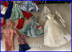 Vtg 1960s Barbie Lot Barbie Ken Midge Francie Barbie Clothes Lot & Barbie Box