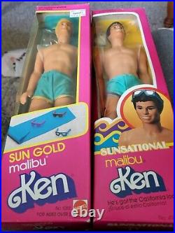 Vtg 1983 Sun Gold Malibu Ken Doll 1088 and Sunsational Malibu Ken 4971