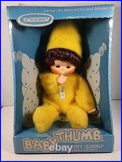 Vtg HTF 1975 BABY THUMB Doll #555 Horsman Mint in Sealed Box YELLOW Monchhichi