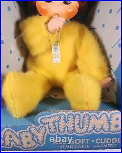 Vtg HTF 1975 BABY THUMB Doll #555 Horsman Mint in Sealed Box YELLOW Monchhichi