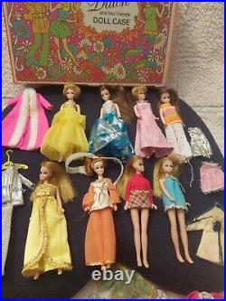 Vtg Topper Dawn and her Friends Doll Case 8 Dolls With Clothes & Accessories 70s