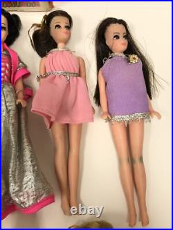 Vtg Topper Dawn and her Friends Doll Case 9 Dolls With Clothes & Accessories 70s