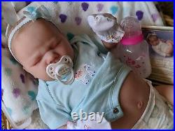 WILLIAMS NURSERY REBORN BABY GIRL DOLL Realborn Lavender Asleep NEWBORN belly