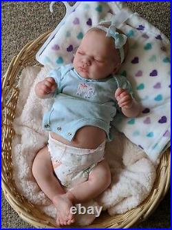 WILLIAMS NURSERY REBORN BABY GIRL DOLL Realborn Lavender Asleep NEWBORN belly