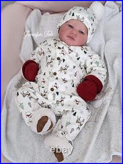 WILLIAMS NURSERY Reborn Baby BOY Newborn Doll 21 Realborn Landon Awake COA