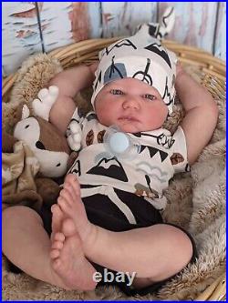 WILLIAMS NURSERY Reborn Baby BOY Newborn Doll 21 Realborn Landon Awake COA