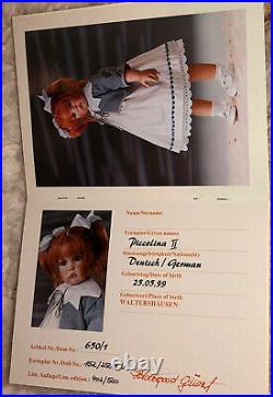 Wpm, Hildegard Gunzel Artist Doll 25 Piccolina II Le, Mint Condition 1999