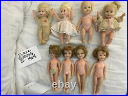 XDeluxe Reading Corp. Lot 11 dolls (5 Penny Brite) & 6 Suzy cute with crib, Case