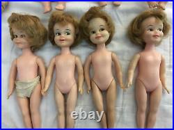 XDeluxe Reading Corp. Lot 11 dolls (5 Penny Brite) & 6 Suzy cute with crib, Case